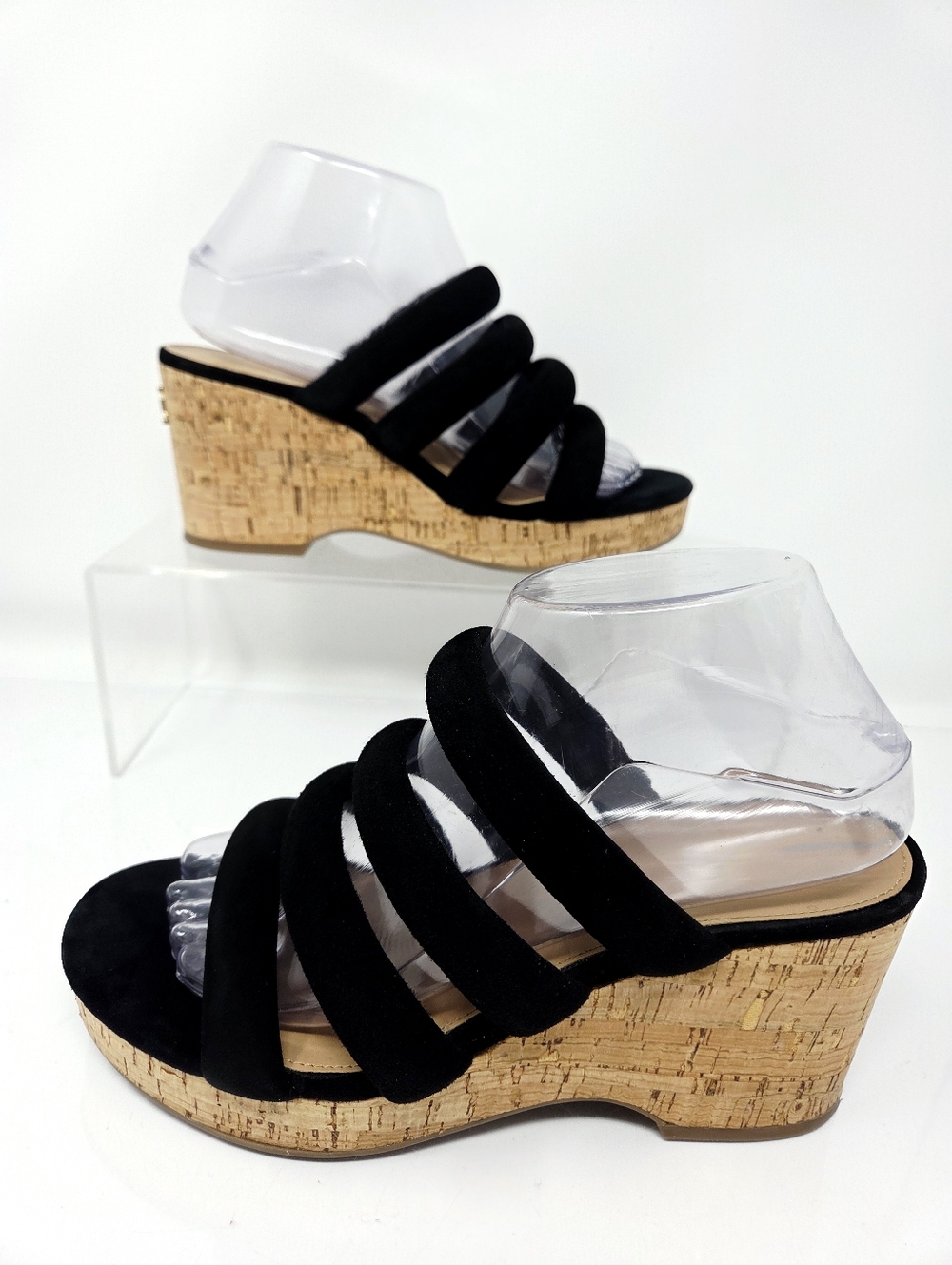 Sam Edelman Black Cork Wedge Sandals Strappy Platform Heels Women’s 8